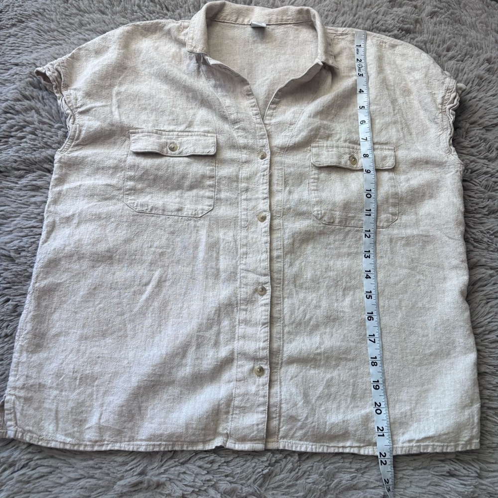 Old Navy Cream Linen Blend Shirt size Medium Minimalist - Picture 5 of 7